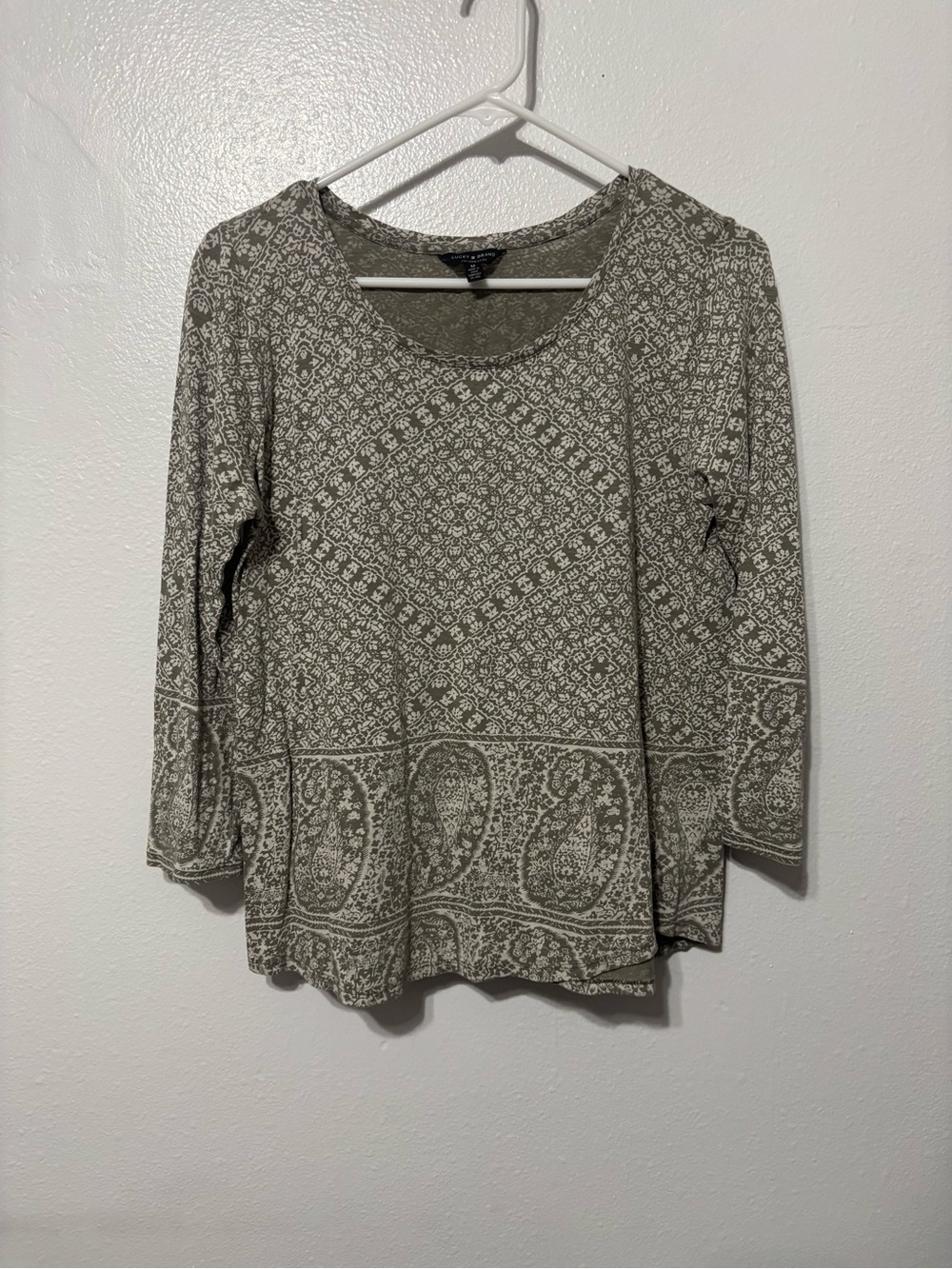 Lucky Brand Floral Long Sleeve Tunic Gray & White